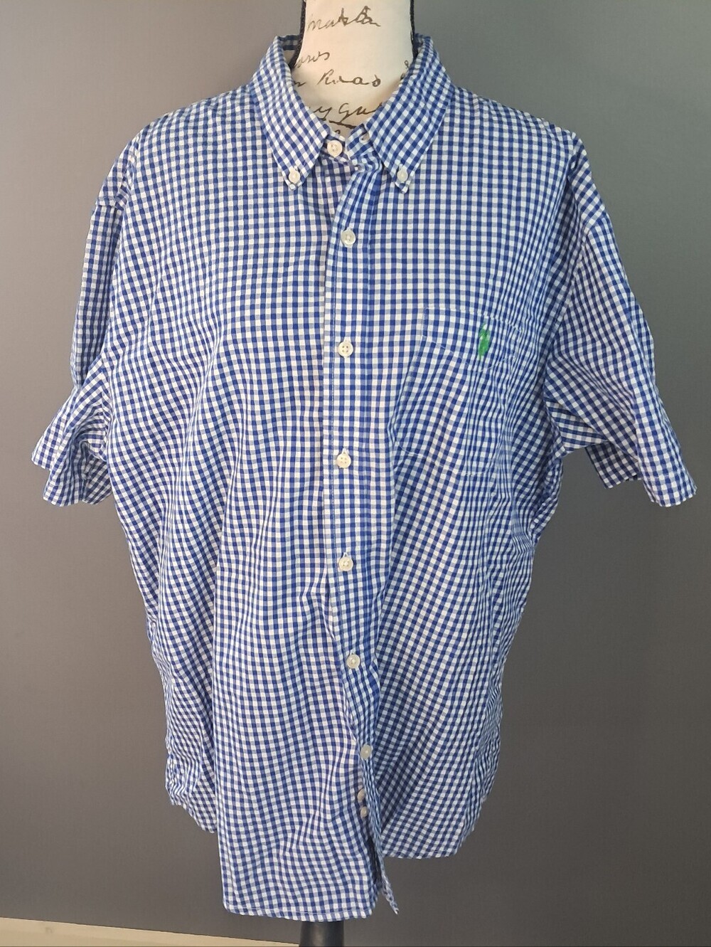 U.S. POLO ASSN. Mens Shirt XL Blue Plaid Short Sleeve Button Down